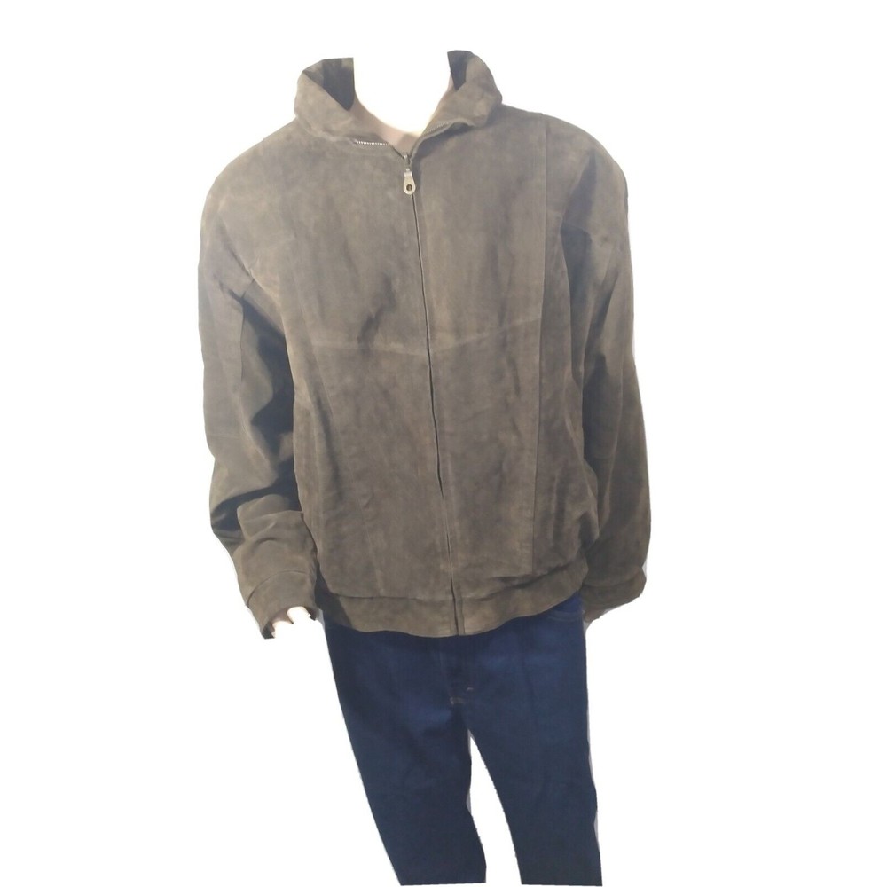 Mens Ash Creek Trading 100% Leather Size 2XL Full Zip Brown Jacket